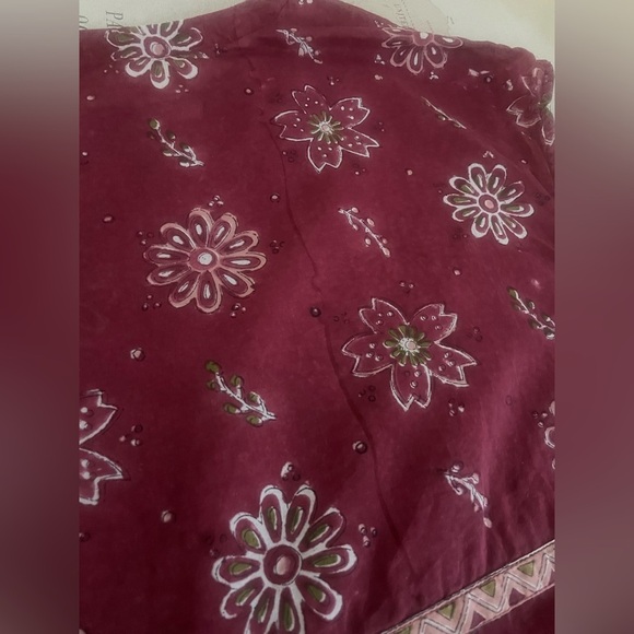 Gudrun Sjoden Size Small Indian Block Floral Burgundy Tunic - Picture 11 of 11